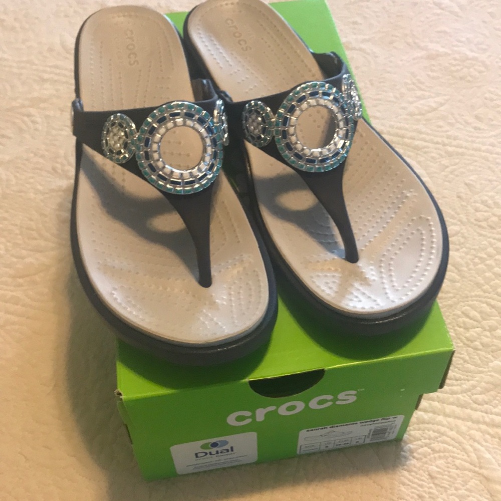 CROCS Black and Silver Women's Sandals